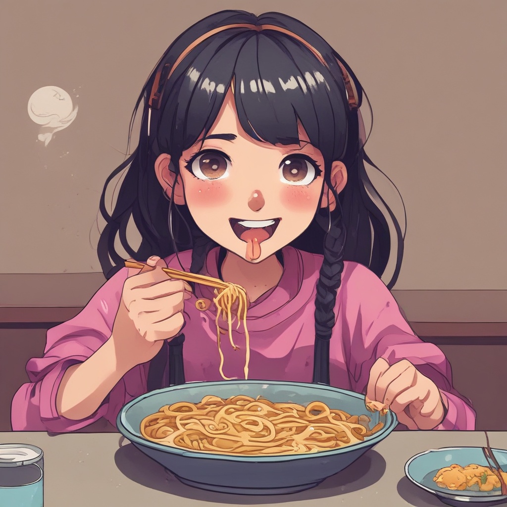 A girl eating ramen